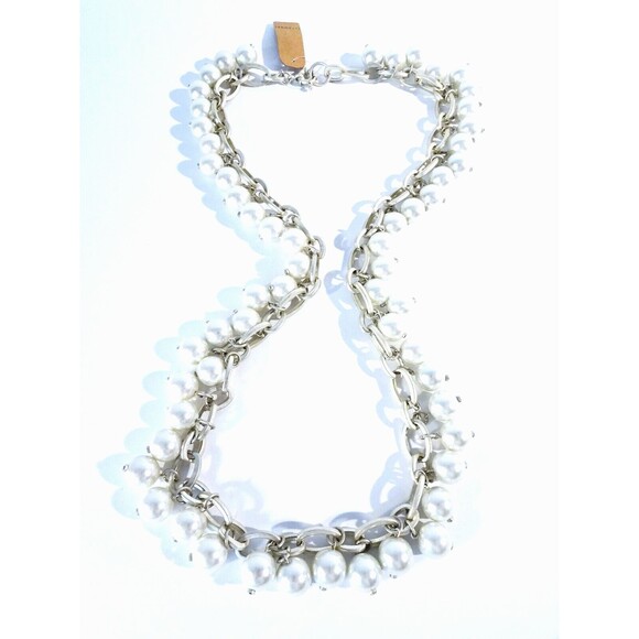 NWT Lee Angel Neiman Marcus Women's Desiree GLASS PEARL GOLD Necklace NWT 495